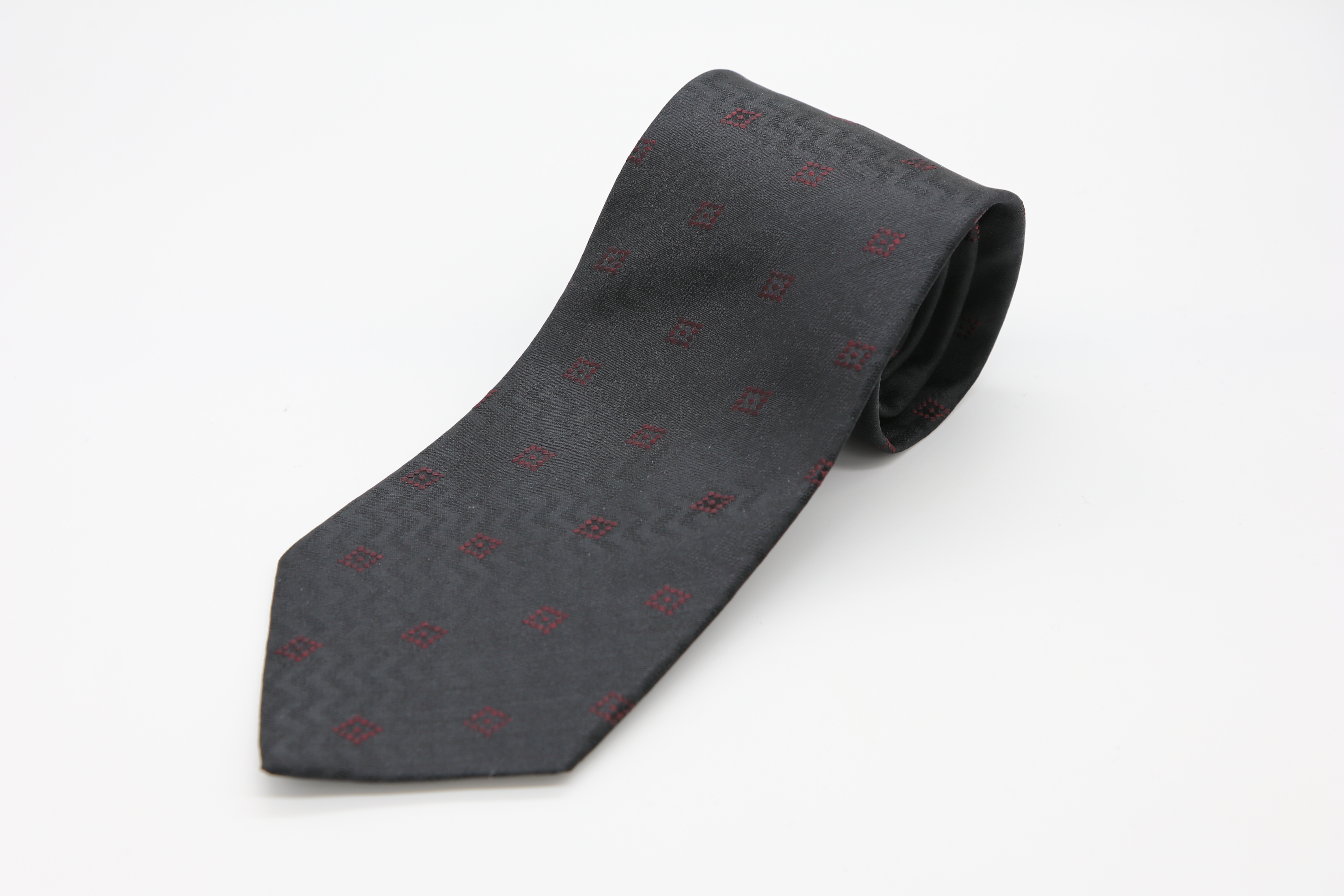 OLDHAT オリジナルタイ　（チャコール＋菱形小紋柄）