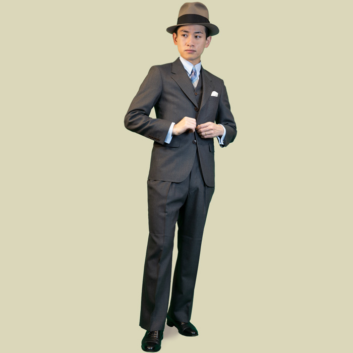 30s ノッチドラペル　3ピーススーツ